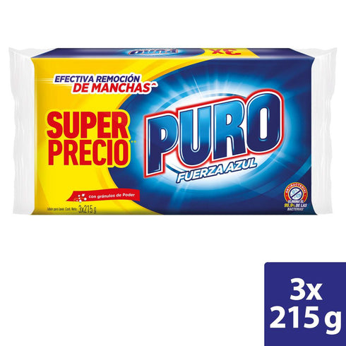 jabon barra puro 3u 645g azul